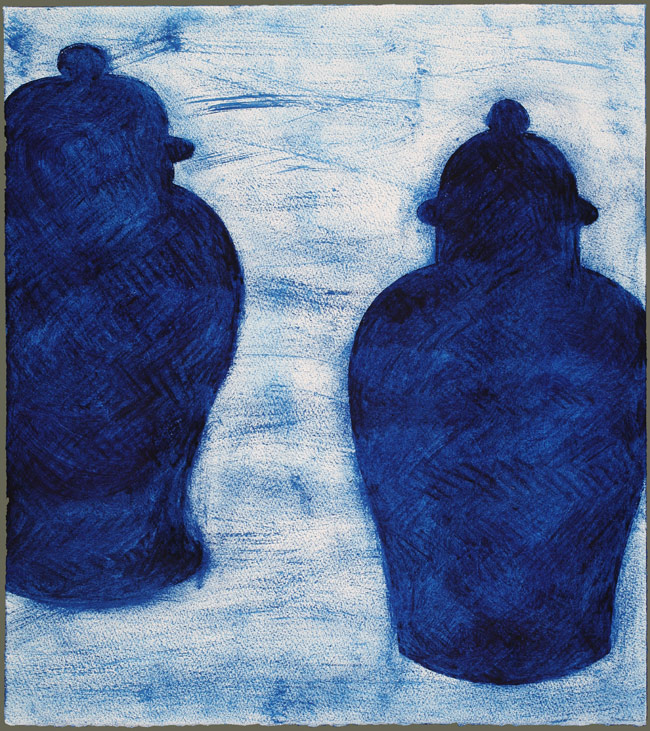 Two Prussian Blue Ginger Jars
